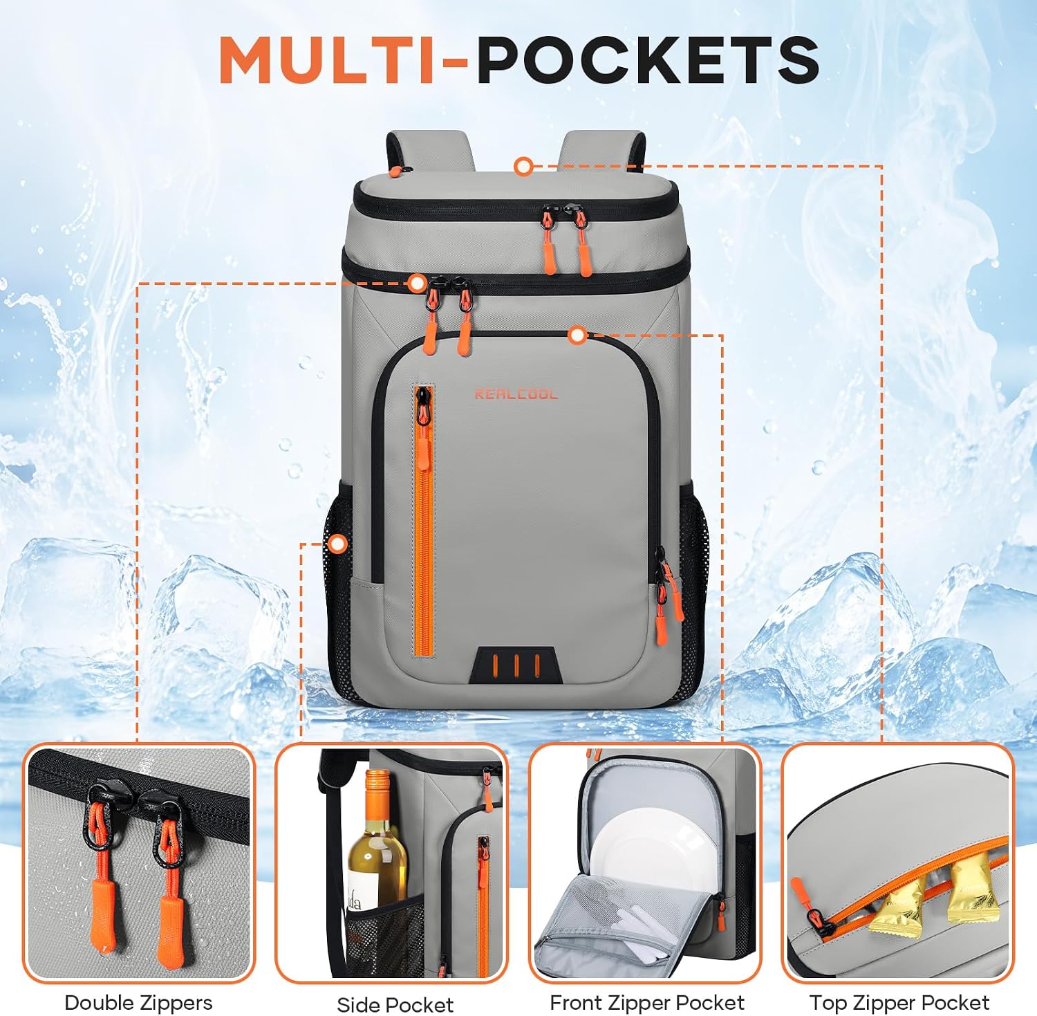 Camp Cooler Backpack, Grey — view 2
