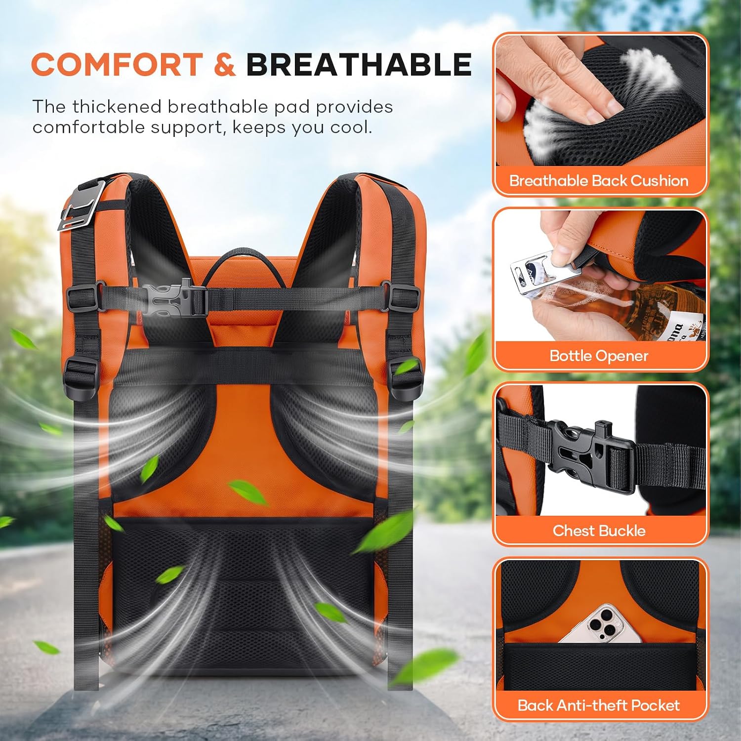Camp Cooler Backpack, Orange — view 5