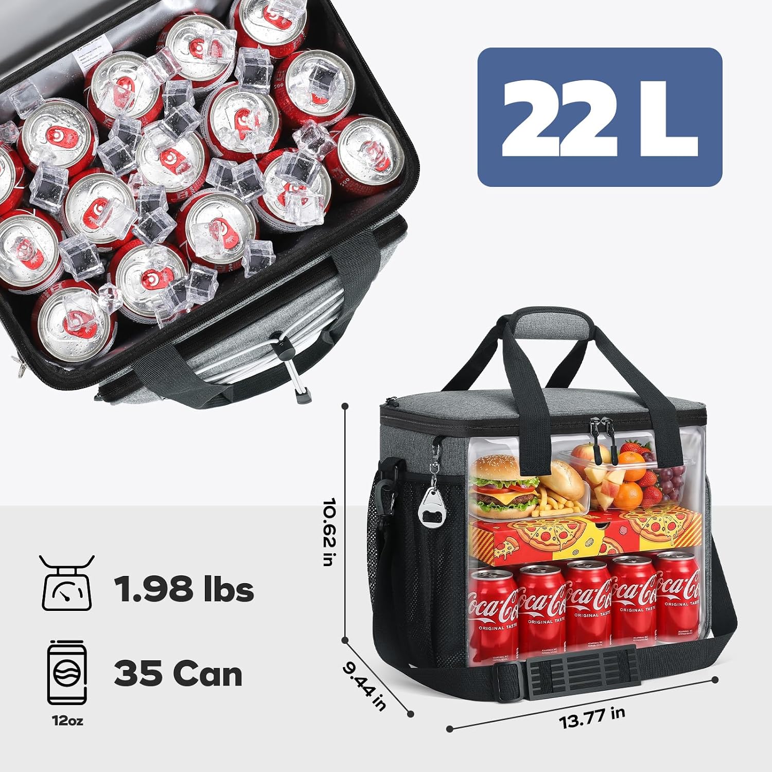 Inside a RealCool fold-flat cooler, loaded
