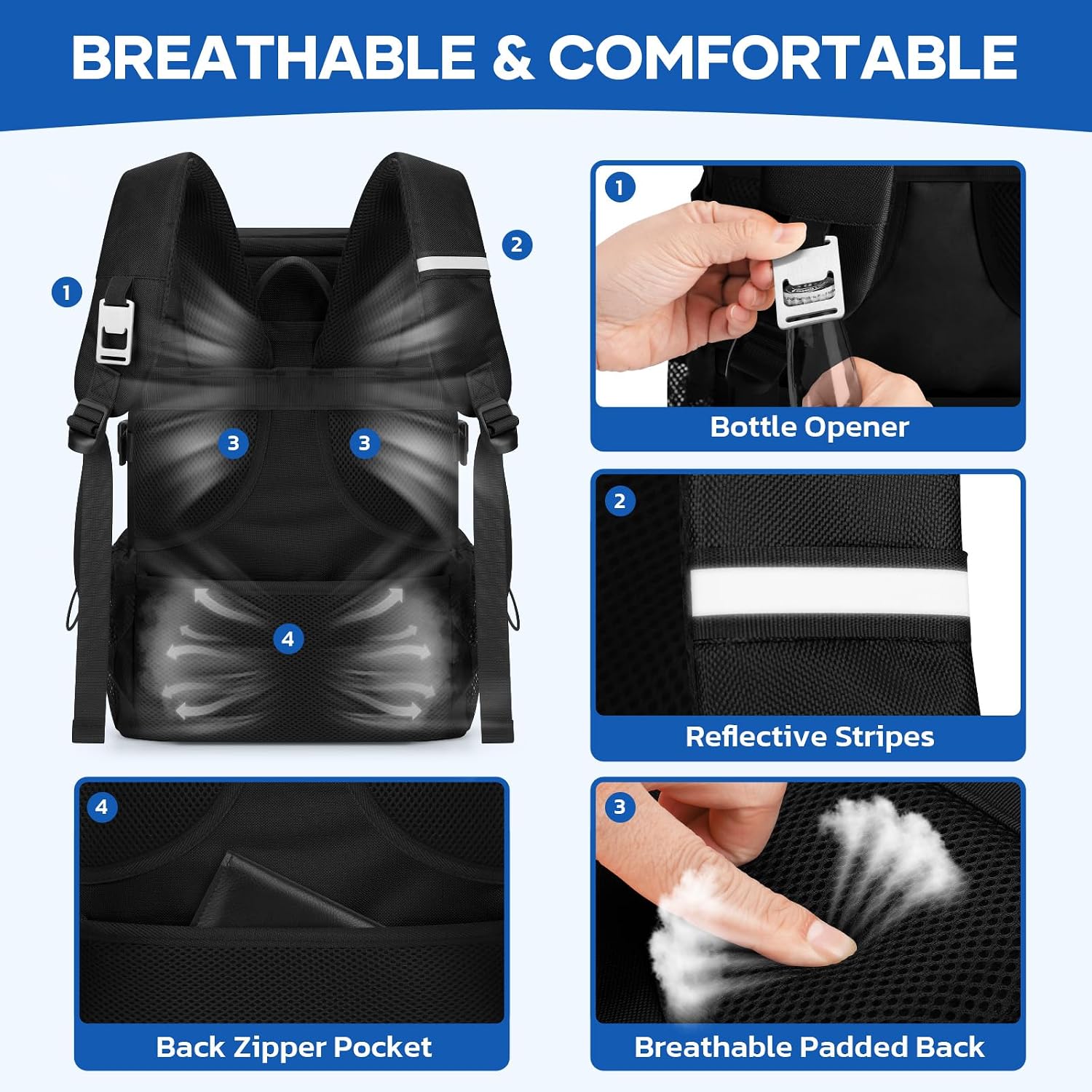 33-Can Cooler Backpack, Black — view 4