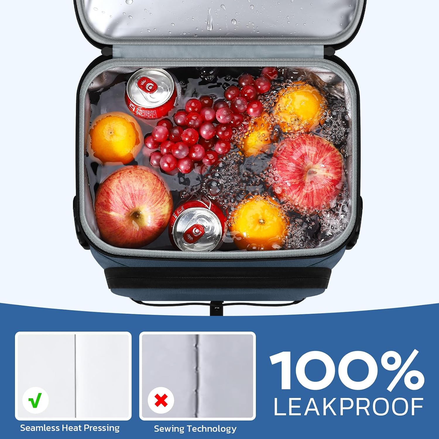 33-Can Cooler Backpack, Blue — view 3