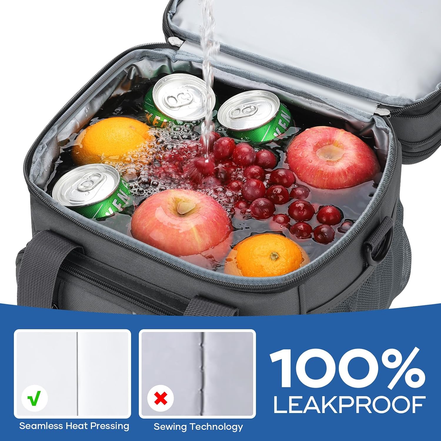 Double-Deck Lunch Bag, Gray — view 6