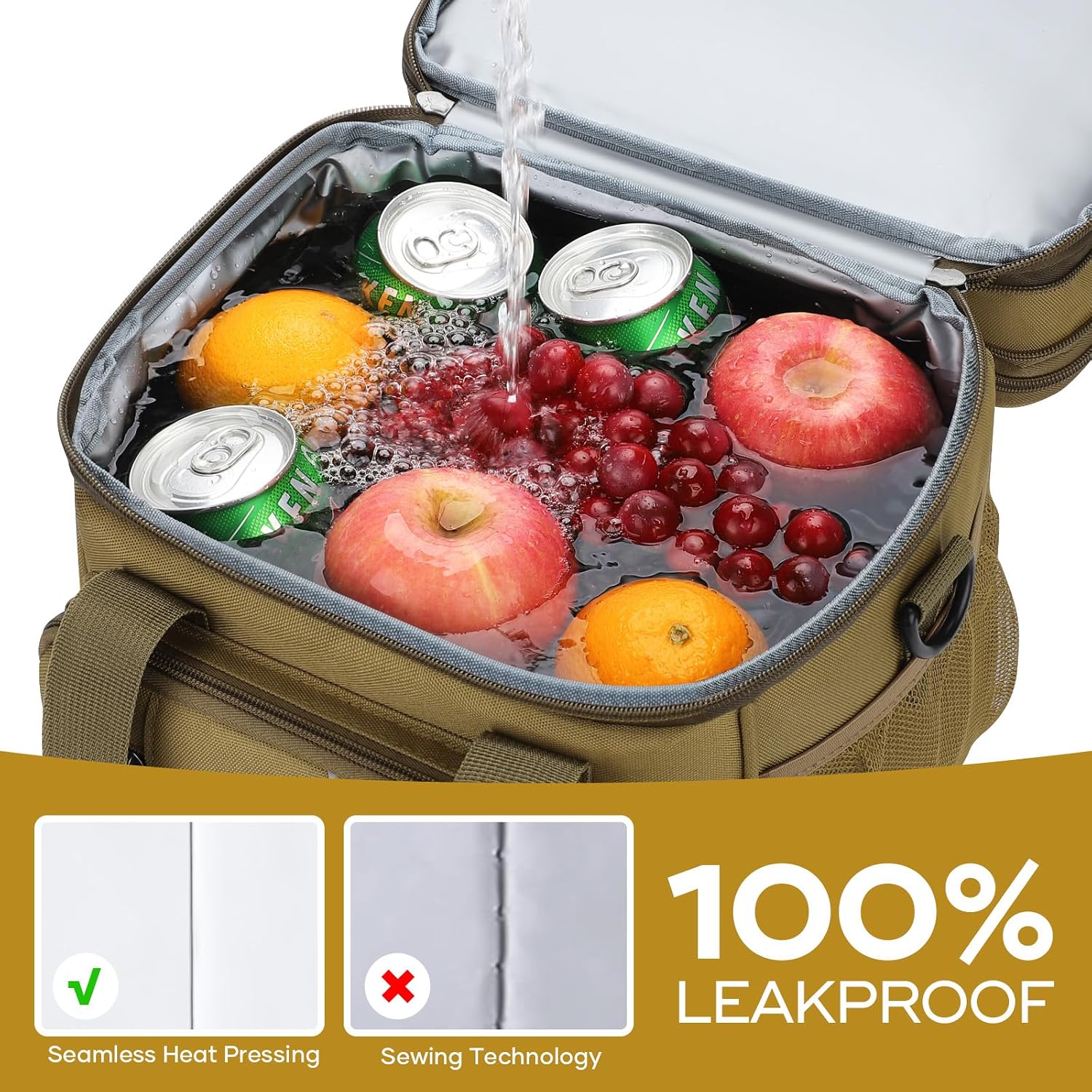 Double-Deck Lunch Bag, Khaki — view 6